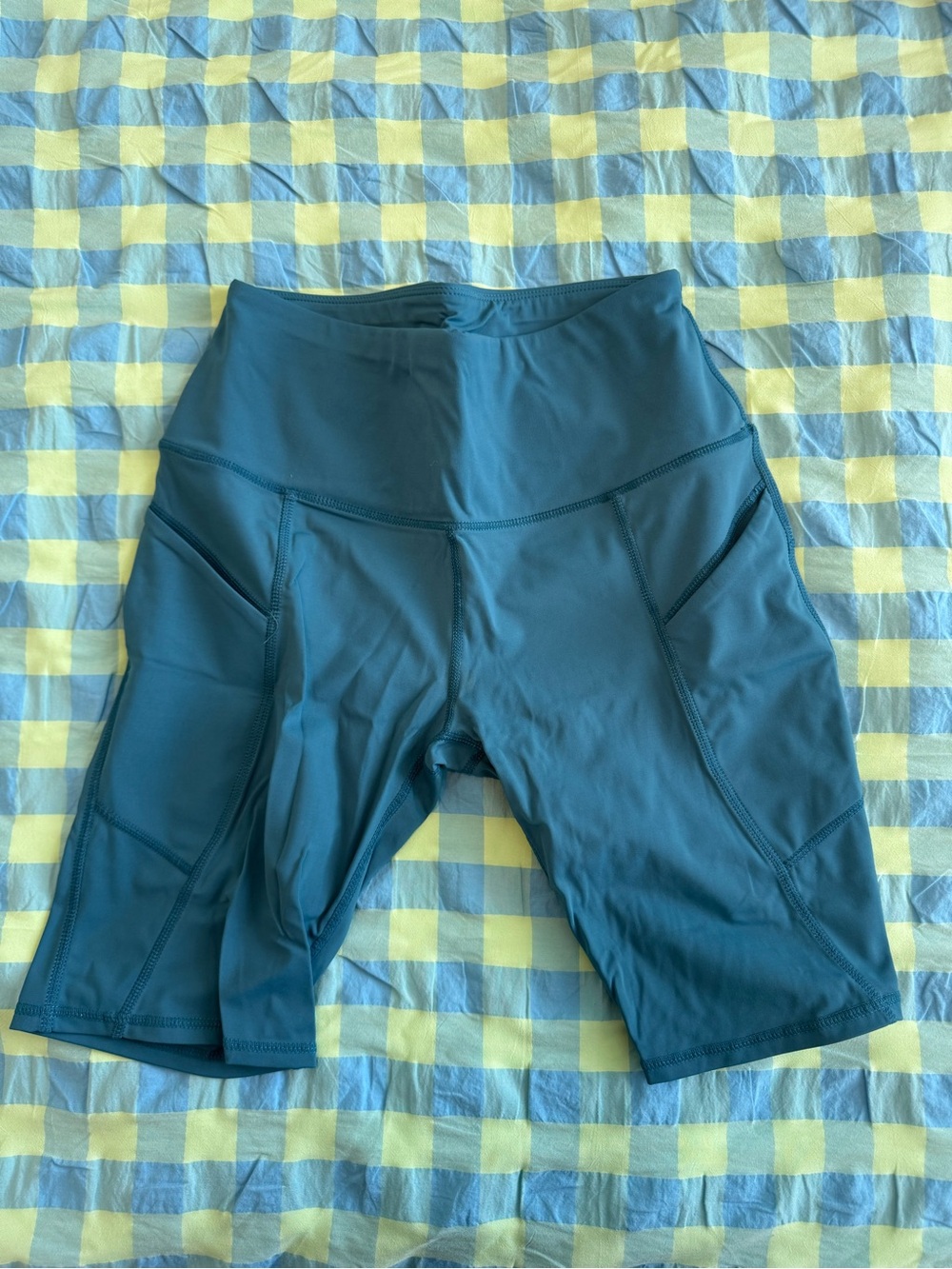 High-Rise Teal Athletic Biker Shorts